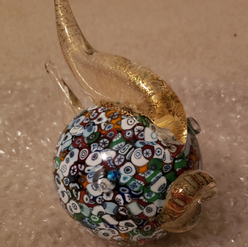 Murano Glass Sculpture, murrine motif glass fish